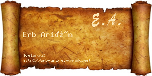 Erb Arián névjegykártya